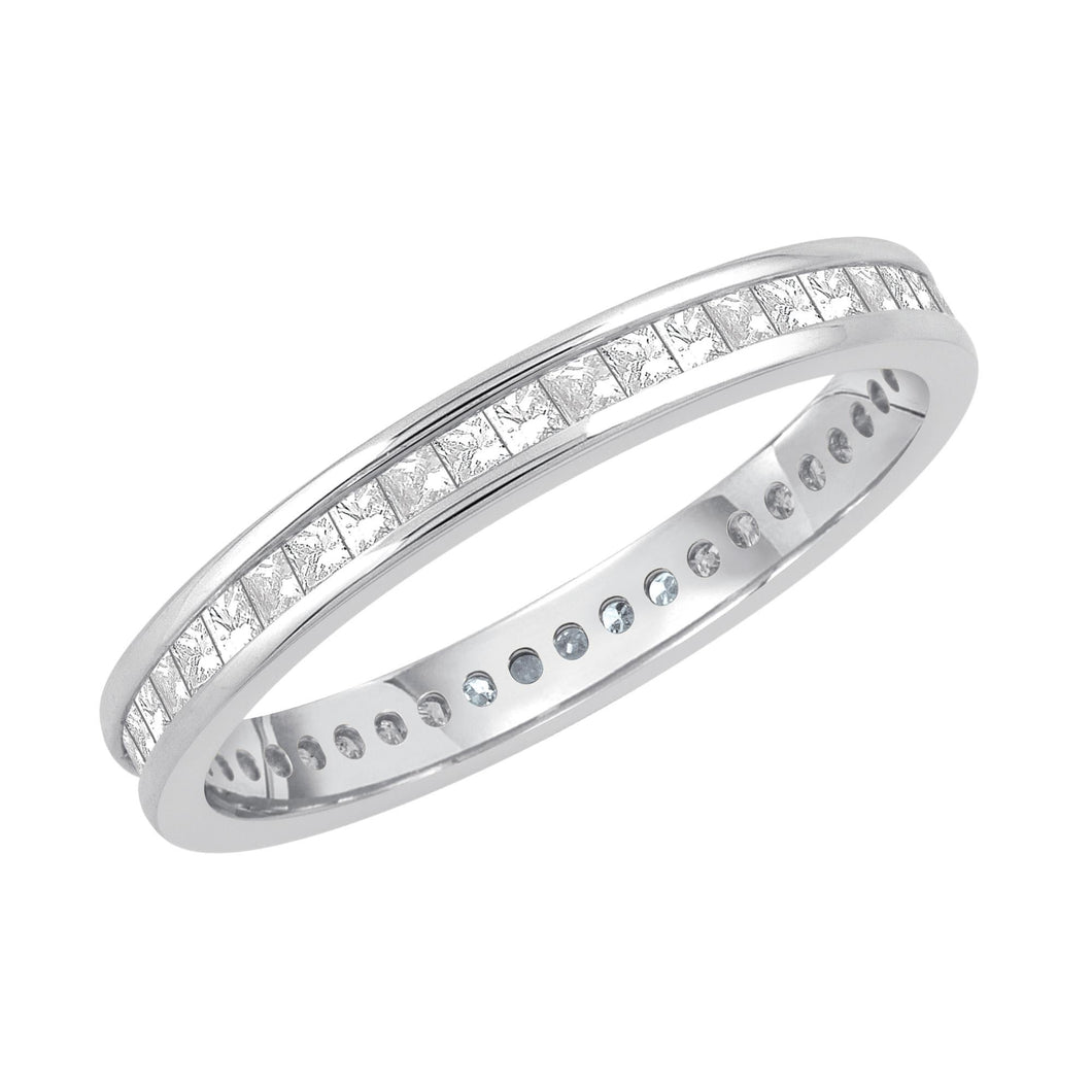 Platinum Channel Set Princess Diamond Eternity Band 1/2ctw
