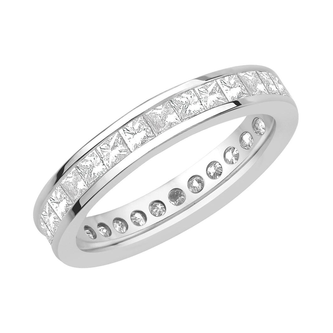 Platinum Channel Set Princess Diamond Eternity Band 2ctw