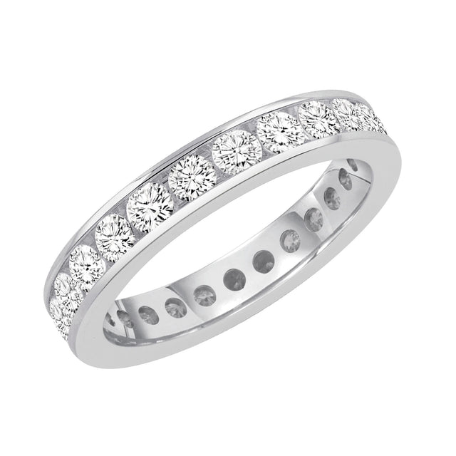 Platinum Channel Set Round Diamond Eternity Band 1 1/2ctw