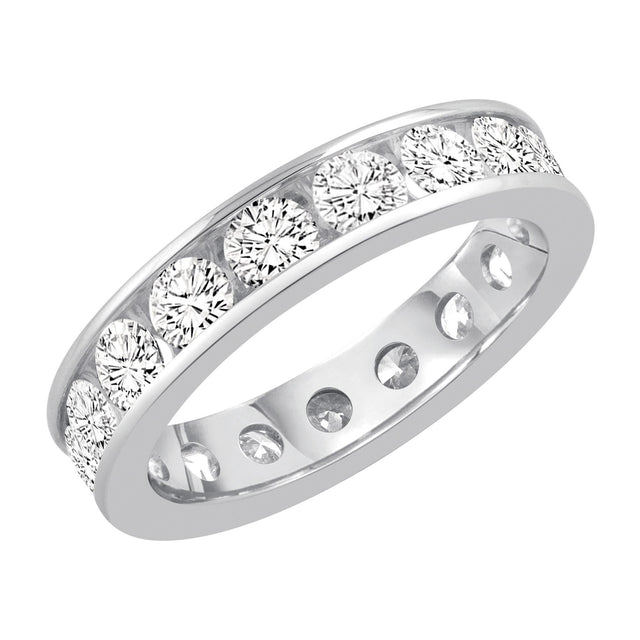 Platinum Channel Set Round Diamond Eternity Band 2ctw