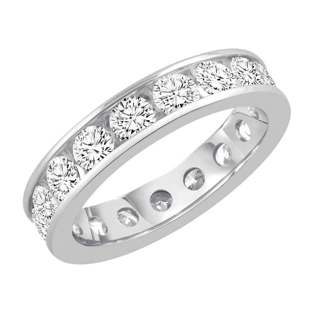 Platinum Channel Set Round Diamond Eternity Band 2ctw