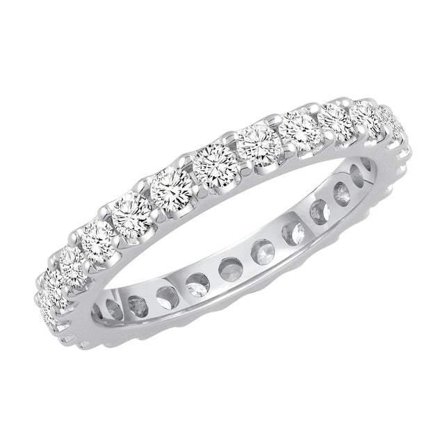 Platinum Prong Set Round Diamond Eternity Band 1 1/2ctw