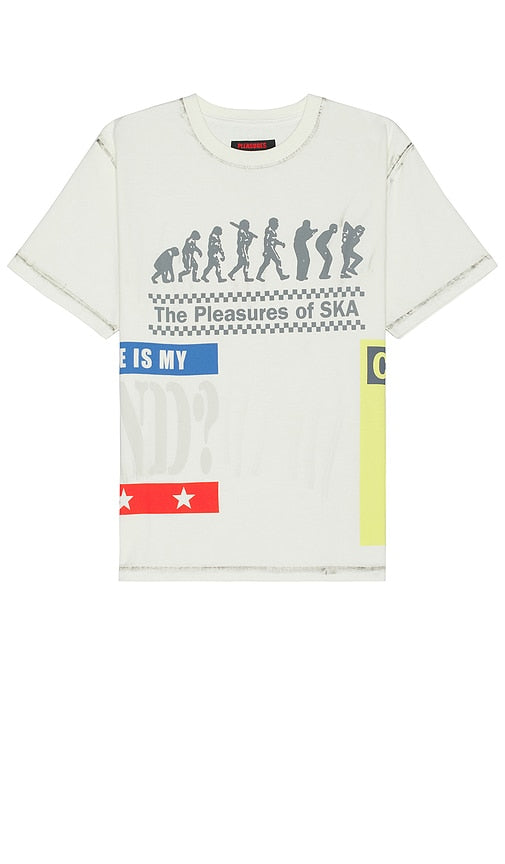 Pleasures Evolution Heavyweight T-Shirt in White - Pleasures Evolution - T-shirt épais blanc - Pleasures Evolution 重量级白色 T 恤 - Pleasures Evolution Schwergewichts-T-Shirt in Weiß - Pleasures Evolution 헤비웨이트 티셔츠 화이트 색상 - T-shirt pesante Evolution Pleasures in bianco