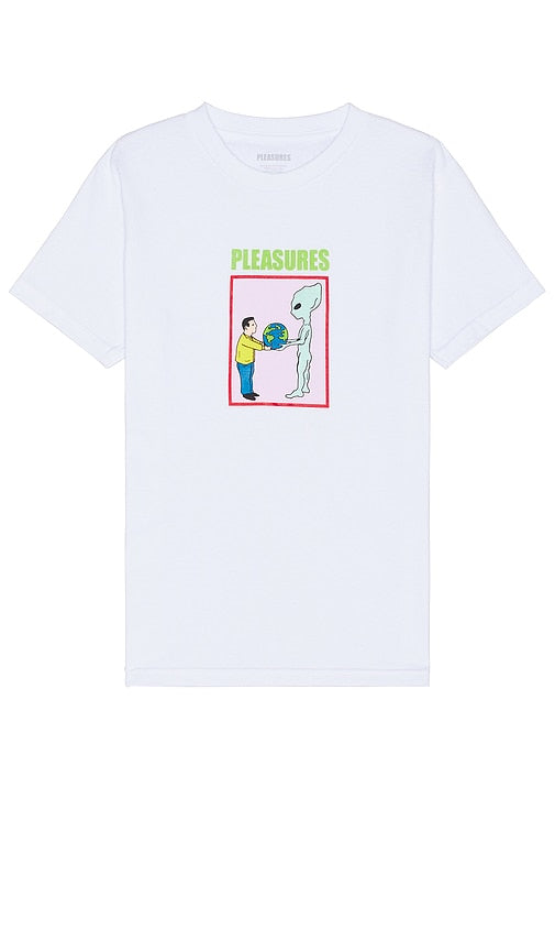 Pleasures Gift T-Shirt in White - T-shirt cadeau Plaisirs en blanc - Pleasures 白色礼品 T 恤 - Pleasures Gift T-Shirt in Weiß - Pleasures 기프트 티셔츠화이트 색상 - T-shirt regalo Pleasures in bianco