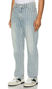 Pleasures Impact Pinstripe Denim Jean in Blue