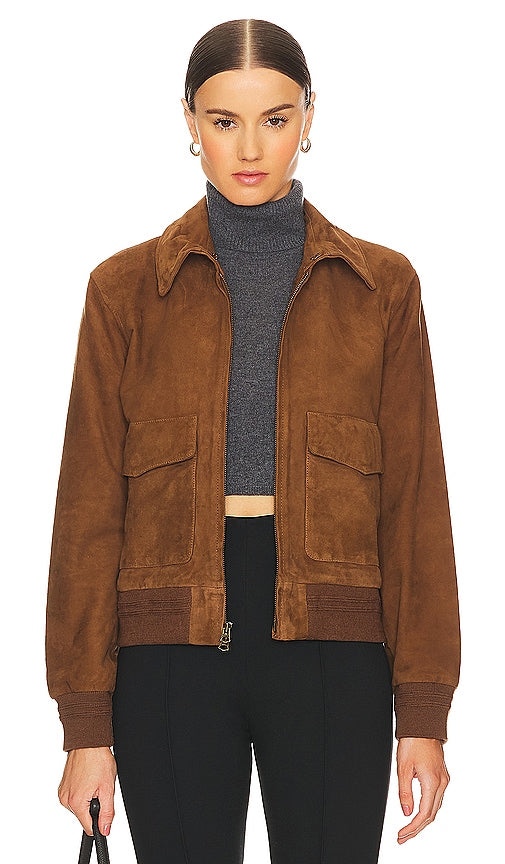 Polo Ralph Lauren Amelia Bomber Jacket in Brown - Polo Ralph Lauren - Amelia - Bomber en marron - Polo Ralph Lauren Amelia 棕色飞行员夹克 - Polo Ralph Lauren Amelia Bomberjacke in Braun - Polo Ralph Lauren 아멜리아 봄버 재킷 브라운 색상 - Giubbotto bomber Polo Ralph Lauren Amelia in marrone