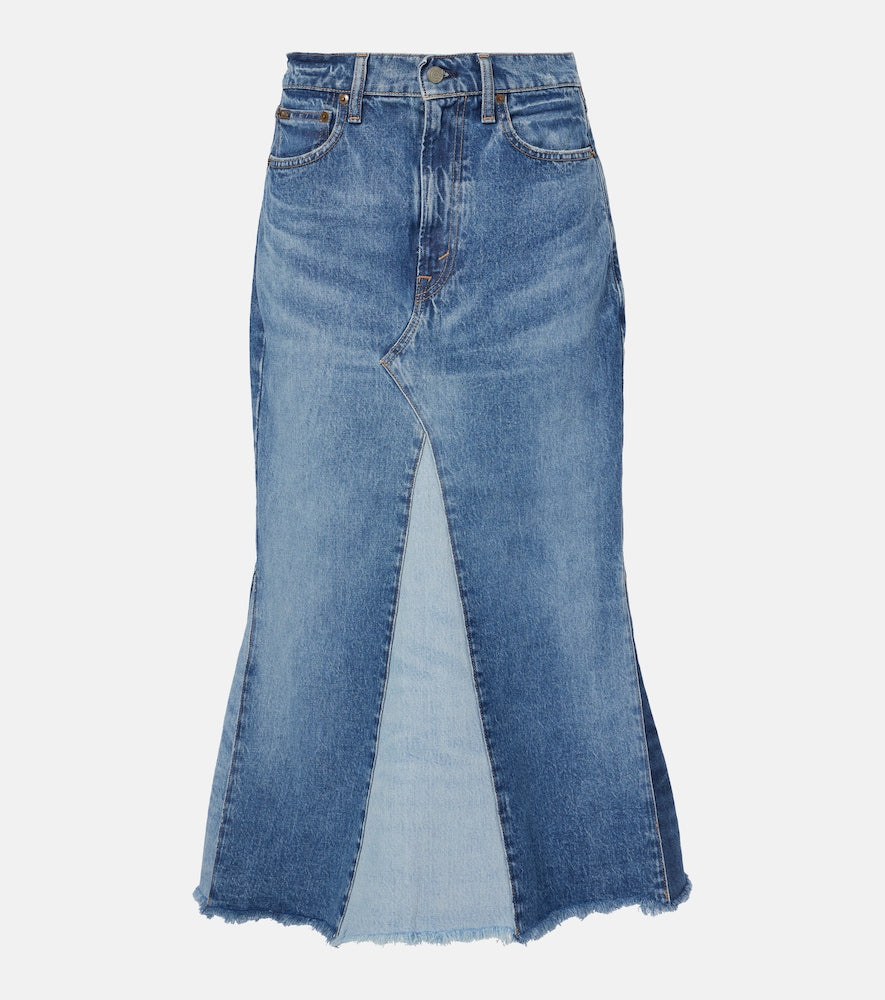 Polo Ralph Lauren Deconstructed denim midi skirt - Polo Ralph Lauren 解构牛仔中长裙