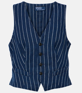 Polo Ralph Lauren Pinstriped linen and cotton vest