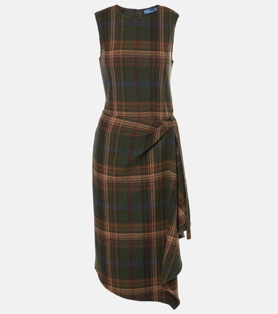 Polo Ralph Lauren Plaid wool-blend midi dress. Polo Ralph Lauren 格纹羊毛混纺中长连衣裙