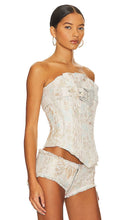 Poster Girl Calamity Corset Top Brocade Pleated Corset Buckle Top in Ivory