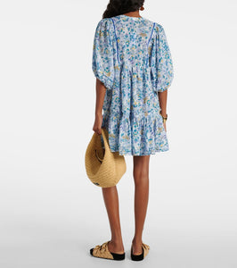 Poupette St Barth Aria floral gathered cotton minidress