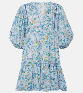 Poupette St Barth Aria floral gathered cotton minidress