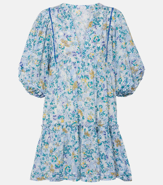 Poupette St Barth Aria floral gathered cotton minidress