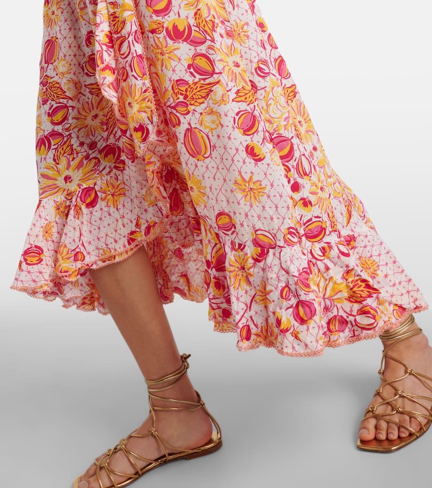 Poupette St Barth Aude ruffled floral wrap dress