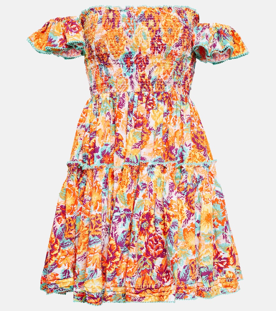 Poupette St Barth Aurora floral cotton minidress. Poupette St Barth Aurora 花卉棉质迷你连衣裙