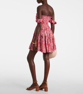 Poupette St Barth Aurora floral ruffled minidress