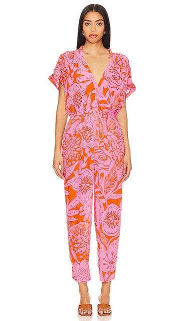 Poupette St Barth Becky Long Jumpsuit in Pink - Poupette St Barth Combinaison longue Becky en rose - Poupette St Barth Becky 粉色长连身裤 - Langer Becky-Overall von Poupette St Barth in Rosa - Poupette St Barth Becky 롱 점프수트핑크 색상 - Tuta lunga Poupette St Barth Becky in rosa