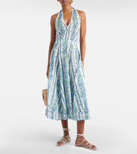 Poupette St Barth Beth floral halterneck cotton midi dress