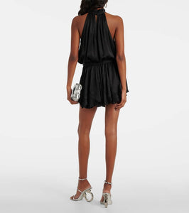 Poupette St Barth Bianca halterneck satin minidress