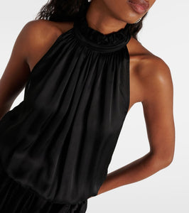 Poupette St Barth Bianca halterneck satin minidress