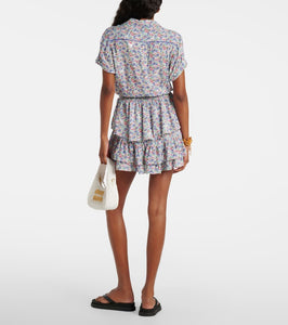Poupette St Barth Branda floral tiered shirt dress