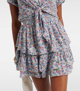 Poupette St Barth Branda floral tiered shirt dress
