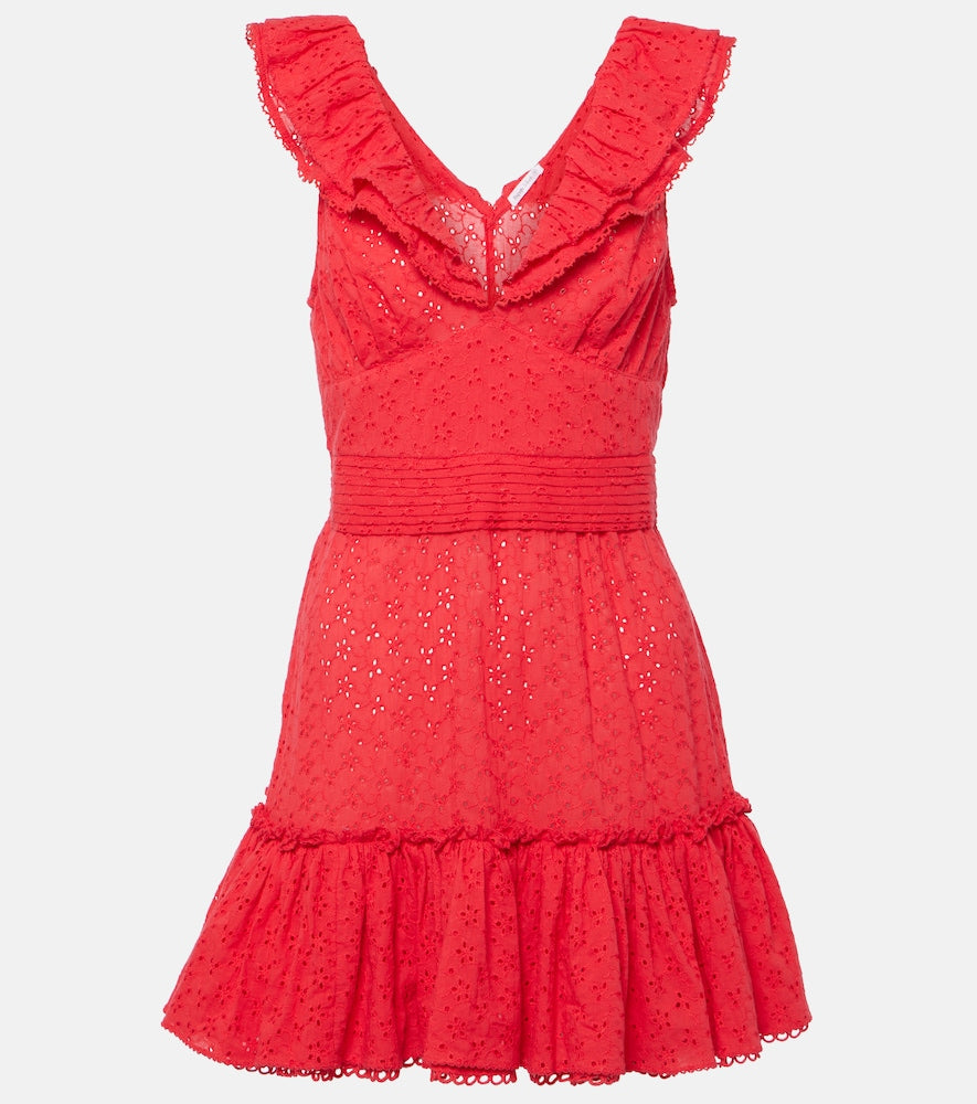 Poupette St Barth Bruna ruffled cotton minidress. Poupette St Barth Bruna 荷叶边棉质迷你连衣裙