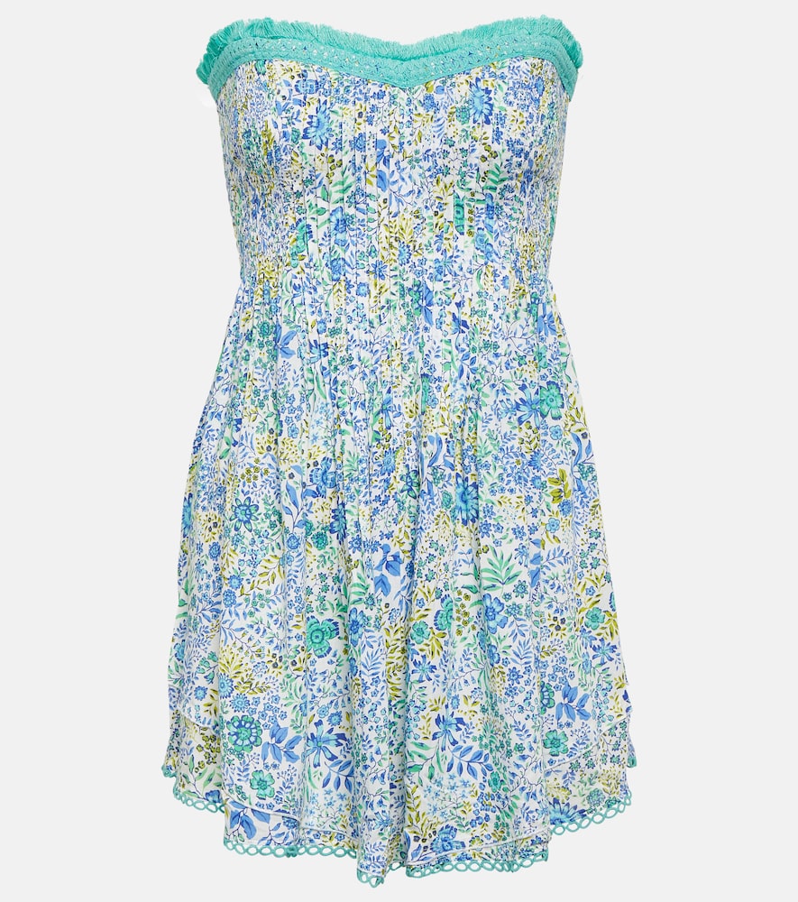 Poupette St Barth Claire floral bandeau minidress. Poupette St Barth Claire 花卉抹胸式迷你连衣裙