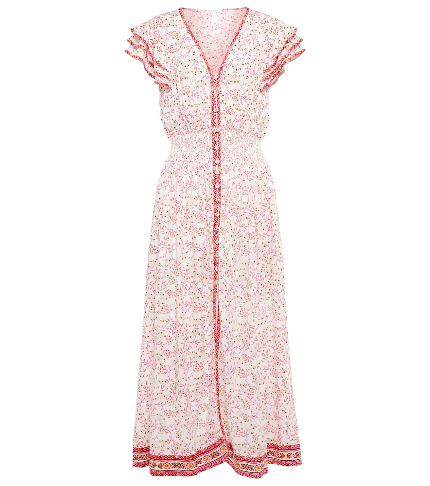 Poupette St Barth Della floral midi dress. Poupette St Barth Della 花卉中长连衣裙