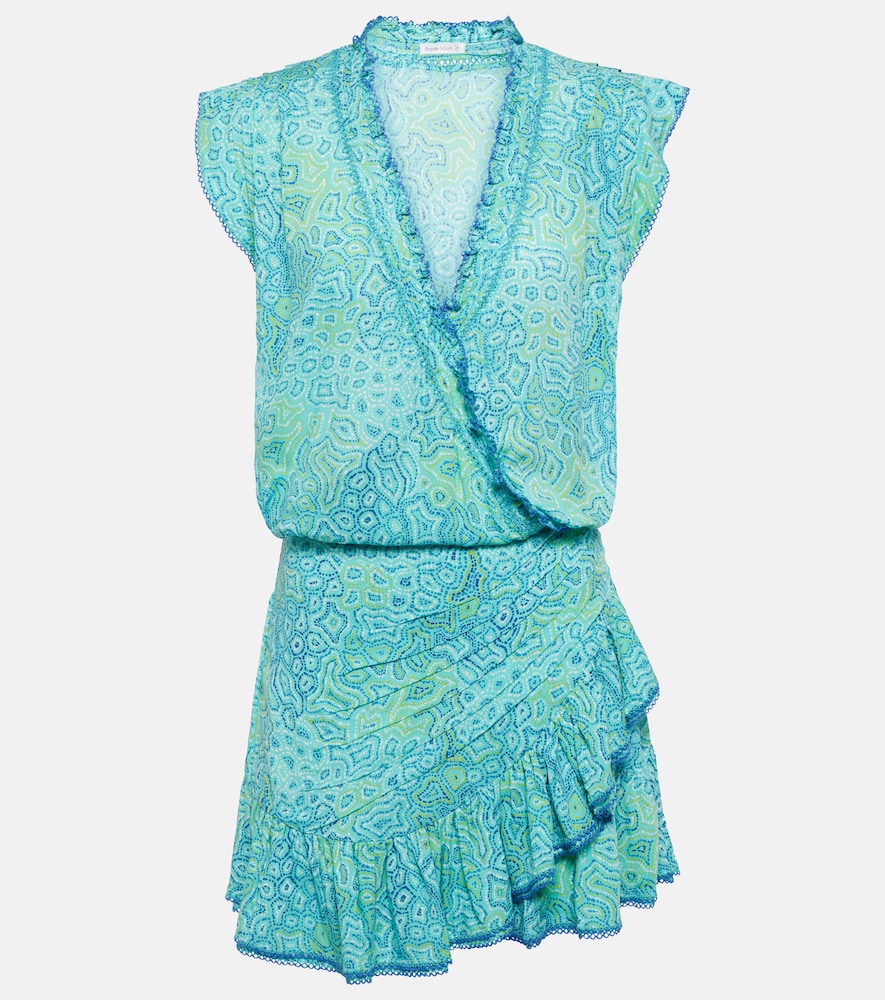 Poupette St Barth Estelle printed ruffled minidress. Poupette St Barth Estelle 印花荷叶边迷你连衣裙