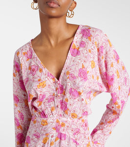Poupette St Barth Ilona floral wrap maxi dress