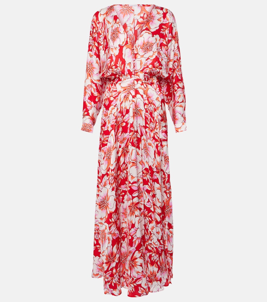 Poupette St Barth Ilona gathered floral midi dress. Poupette St Barth Ilona 花卉图案中长连衣裙