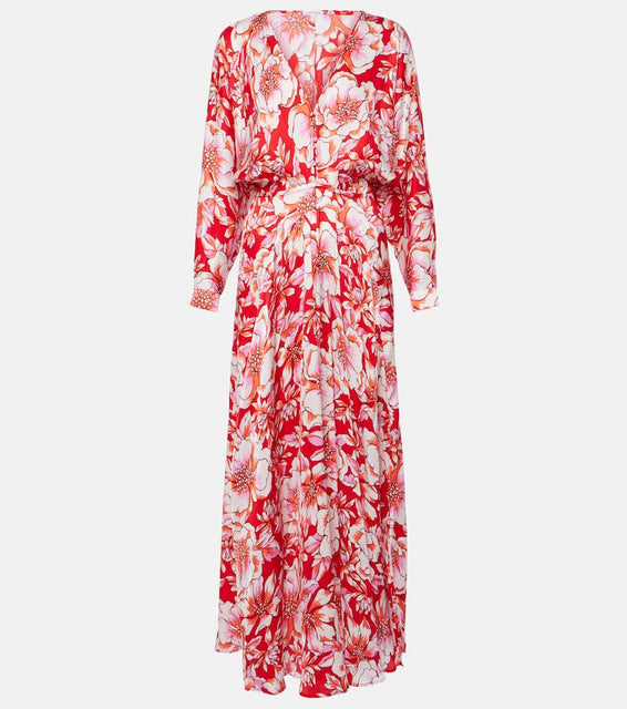 Poupette St Barth Ilona gathered floral midi dress