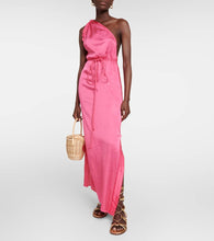 Poupette St Barth Isabelle one-shoulder satin kaftan