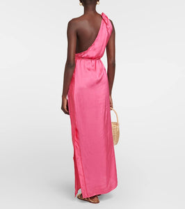 Poupette St Barth Isabelle one-shoulder satin kaftan