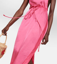 Poupette St Barth Isabelle one-shoulder satin kaftan