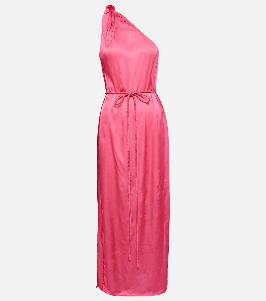 Poupette St Barth Isabelle one-shoulder satin kaftan. Poupette St Barth Isabelle 一肩缎长长罩衫裙