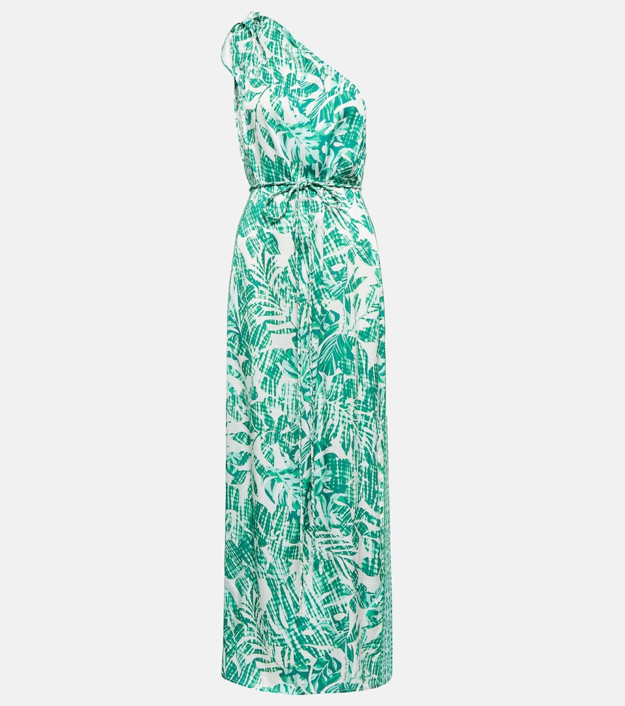 Poupette St Barth Isabelle printed one-shoulder kaftan. Poupette St Barth Isabelle 印花单肩长罩衫裙