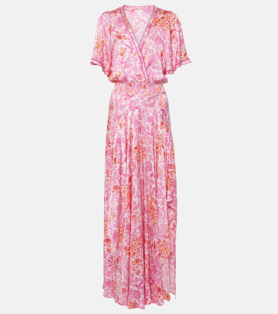 Poupette St Barth Mabelle floral satin maxi dress. Poupette St Barth Mabelle 花卉缎面超长连衣裙