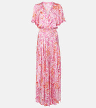 Poupette St Barth Mabelle floral satin maxi dress. Poupette St Barth Mabelle 花卉缎面超长连衣裙