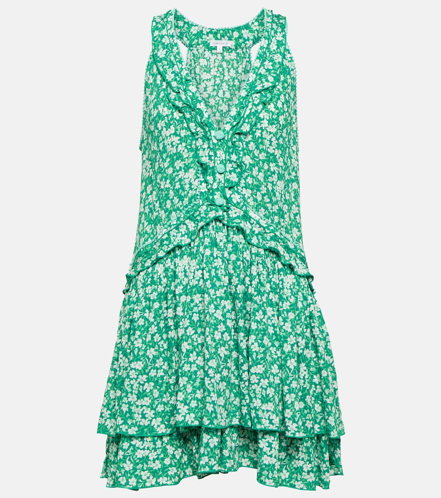Poupette St Barth Mae floral ruffle-trimmed minidress. Poupette St Barth Mae 花卉荷叶边迷你连衣裙