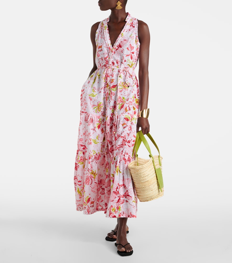 Poupette St Barth Nana floral tiered cotton maxi dress