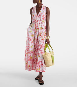 Poupette St Barth Nana floral tiered cotton maxi dress