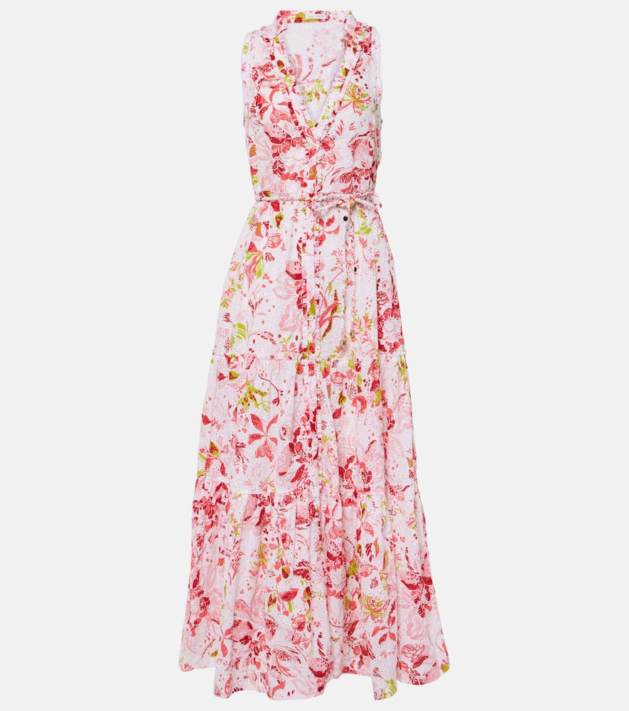 Poupette St Barth Nana floral tiered cotton maxi dress. Poupette St Barth Nana 花卉层叠棉质长裙