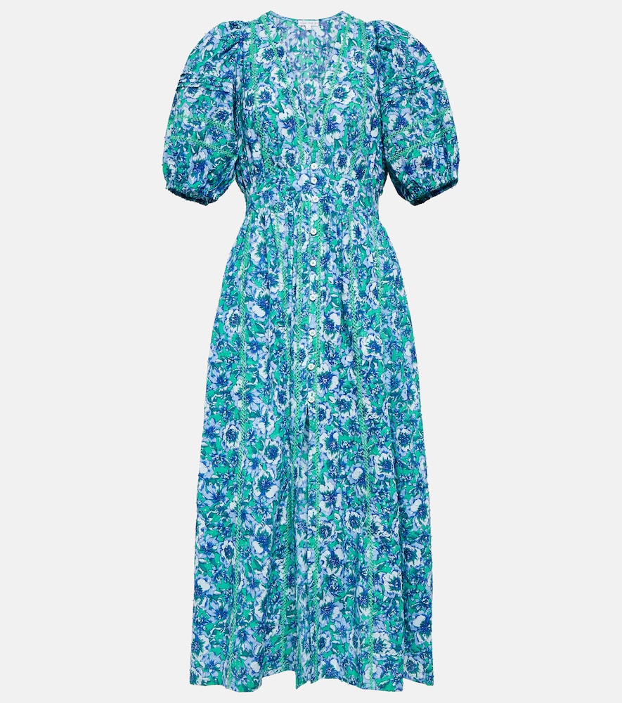 Poupette St Barth Reine floral cotton midi dress. Poupette St Barth Reine 花卉棉质中长连衣裙