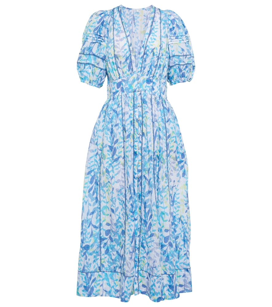 Poupette St Barth Reine floral cotton midi dress. Poupette St Barth Reine 花卉棉质中长连衣裙