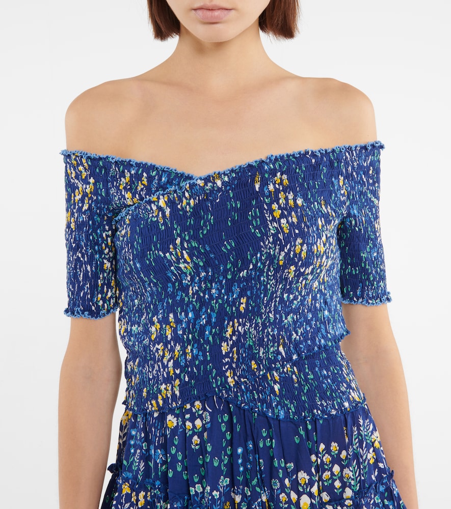 Poupette St Barth Soledad shirred printed minidress