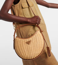 Prada Arqu√É¬© woven leather-trimmed shoulder bag