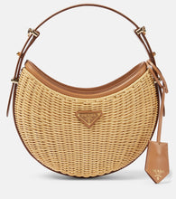Prada Arqu√É¬© woven leather-trimmed shoulder bag - Prada Arqu√É¬© 编织皮革饰边单肩包