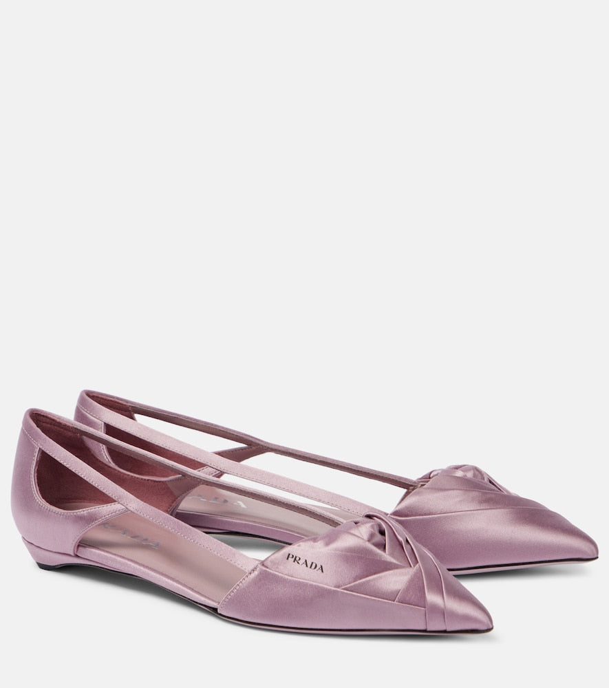 Prada Cutout satin ballet flats - Prada镂空缎面芭蕾平底鞋